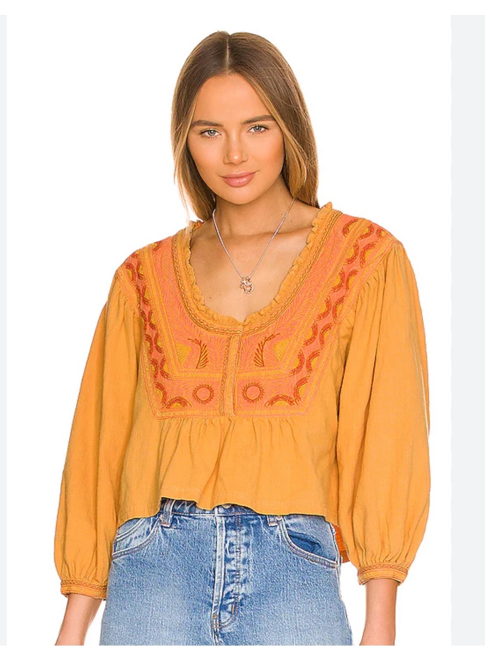 Free People Iggie Embroidered Top in Cairo Combo